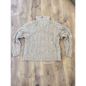 TOMMY HILFIGER XL vintage vtg fisherman chunky cableknit Quarter zip sweater